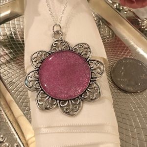 Sparkly pink flower pendant